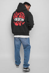 HEAVY OVERSIZE ''CREW LOVE'' HOODIE  WASHED BLACK Schwarz