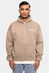 SUPER HEAVY OVERSIZE BLANK ZIP HOODIE WEATHERED TEAK