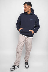 HEAVY OVERSIZE HD PRINT HOODIE WASHED NAVY