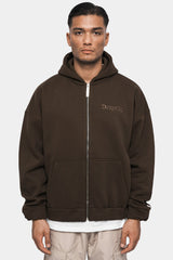 SUPER HEAVY OVERSIZED ZIP-HOODIE CHOCOLATE BROWN