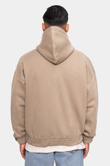 SUPER HEAVY OVERSIZE BLANK ZIP HOODIE WEATHERED TEAK