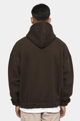 SUPER HEAVY OVERSIZED ZIP-HOODIE CHOCOLATE BROWN