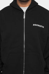 SUPER HEAVY OVERSIZE LOGO ZIP HOODIE BLACK