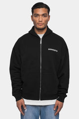 SUPER HEAVY OVERSIZE LOGO ZIP HOODIE BLACK