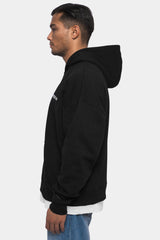 SUPER HEAVY OVERSIZE LOGO ZIP HOODIE BLACK