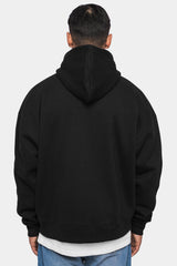 SUPER HEAVY OVERSIZE LOGO ZIP HOODIE BLACK