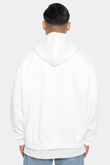 SUPER HEAVY OVERSIZE LOGO ZIP HOODIE WASHED WHITE