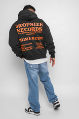 HEAVY OVERSIZE ''RECORDS'' HOODIE WASHED BLACK