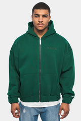 SUPER HEAVY OVERSIZE ZIP HOODIE GREEN