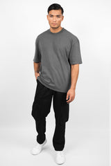 HEAVY OVERSIZE RUBBER PATCH T-SHIRT WASHED GREY