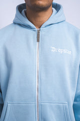 SUPER HEAVY OVERSIZE BLANK ZIP HOODIE BABY BLUE