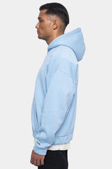 SUPER HEAVY OVERSIZE BLANK ZIP HOODIE BABY BLUE
