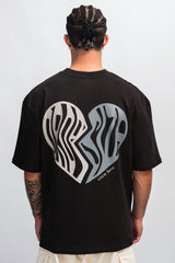 HEAVY CREW HEART T-SHIRT WASHED BLACK
