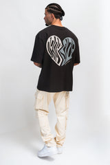 HEAVY CREW HEART T-SHIRT WASHED BLACK