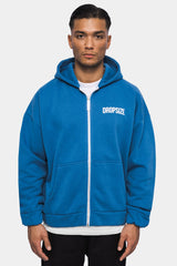 SUPER HEAVY OVERSIZED HD PRINT ZIP-HOODIE WASHED BLUE