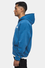 SUPER HEAVY OVERSIZED HD PRINT ZIP-HOODIE WASHED BLUE