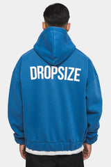 SUPER HEAVY OVERSIZED HD PRINT ZIP-HOODIE WASHED BLUE