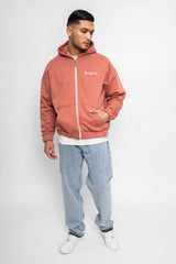 SUPER HEAVY OVERSIZE LOGO DESIGN ZIP HOODIE CANYON CLAY