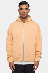 SUPER HEAVY OVERSIZED HD PRINT ZIP-HOODIE WASHED PEACH