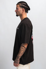 HEYVY OVERSIZE CREW DOVE T-SHIRT WASHED BLACK