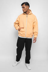 SUPER HEAVY OVERSIZED HD PRINT ZIP-HOODIE WASHED PEACH