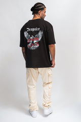 HEYVY OVERSIZE CREW DOVE T-SHIRT WASHED BLACK