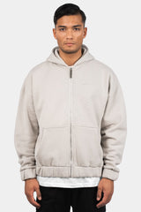 SUPER HEAVY OVERSIZE BLANK ZIP HOODIE MOON BEAM
