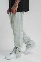 RIPPED LOOSE FIT ZIP JEANS