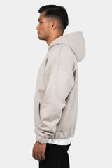SUPER HEAVY OVERSIZE BLANK ZIP HOODIE MOON BEAM