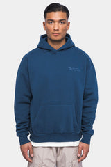 HEAVY OVERSIZE EMBO HOODIE WASHED INDIGO
