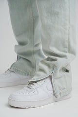 RIPPED LOOSE FIT ZIP JEANS