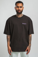 HEAVY BACKPRINT T-SHIRT WASHED BLACK/ PURPLE