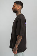 HEAVY BACKPRINT T-SHIRT WASHED BLACK/ PURPLE