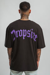 HEAVY BACKPRINT T-SHIRT WASHED BLACK/ PURPLE