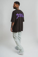 HEAVY BACKPRINT T-SHIRT WASHED BLACK/ PURPLE