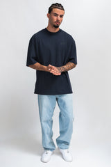 HEAVY OVERSIZE HD PRINT T-SHIRT WASHED NAVY