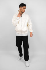 SUPER HEAVY OVERSIZE HD PRINT ZIP HOODIE CREAM WHITE