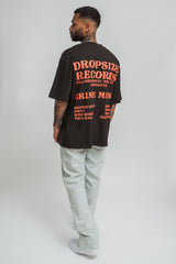 ''RECORDS'' T-SHIRT WASHED BLACK