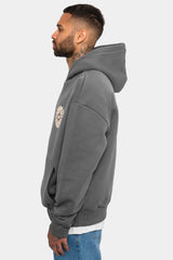 HEAVY OVERSIZE HOODIE FLOWERS GREY