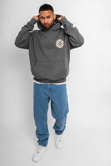 HEAVY OVERSIZE HOODIE FLOWERS GREY