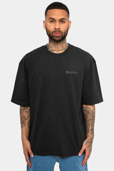 HEAVY OVERSIZE CREW LOVE T-SHIRT WASHED BLACK/RED