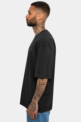 HEAVY OVERSIZE CREW LOVE T-SHIRT WASHED BLACK/RED