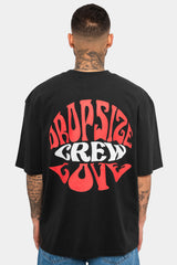 HEAVY OVERSIZE CREW LOVE T-SHIRT WASHED BLACK/RED