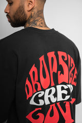 HEAVY OVERSIZE CREW LOVE T-SHIRT WASHED BLACK/RED