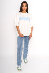 HEAVY CREW T-SHIRT CREAM/ BABY BLUE
