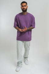 HEAVY OVERSIZE HD PRINT T-SHIRT WASHED PURPLE