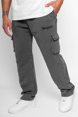 STRAIGHT LEG CARGO SWEAT PANTS WASHED GREY