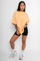 HEAVY MIDDLE HD PRINT T-SHIRT WASHED PEACH