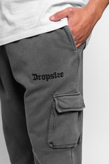STRAIGHT LEG CARGO SWEAT PANTS WASHED GREY