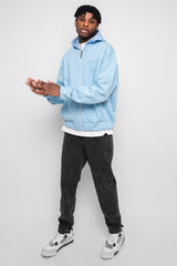 SUPER HEAVY OVERSIZED HD PRINT ZIP-HOODIE BABY BLUE